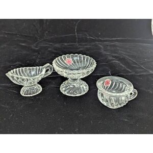 Made in France Vintage Miniature 1900 Era Doll House 3 Pc Set Glass Ware